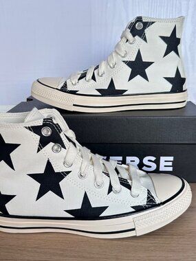 Converse Chuck Taylor Large Stars Hi Sz 7.5 Womens Shoes Sneakers Beige A09898F